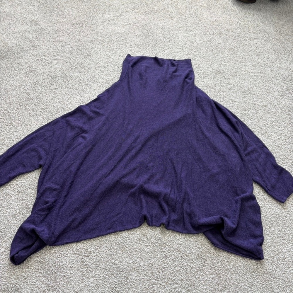 Eileen Fisher Oversized Sweater Womens M Purple Cowl Neck Half Sleeve Relaxed - Picture 7 of 10